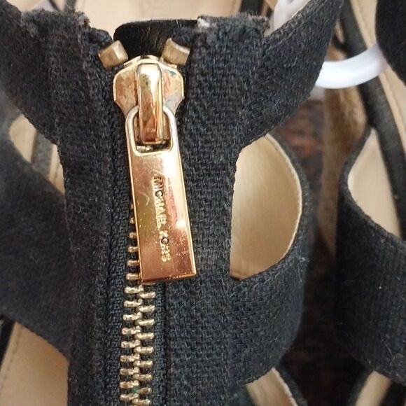 Michael Kors Black and BEIGE Wedge Sandals...SIZE...SEE RULER. - Picture 2 of 8